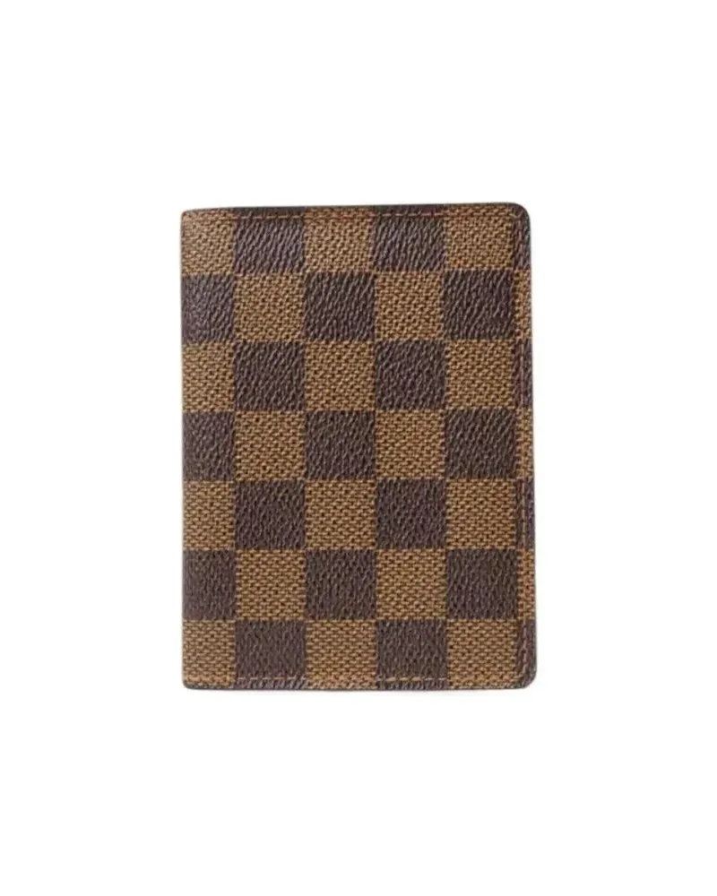 Louis Vuitton Portemonnaie Damier Ebene Cardholder With Brown Leather Lining braun Braun