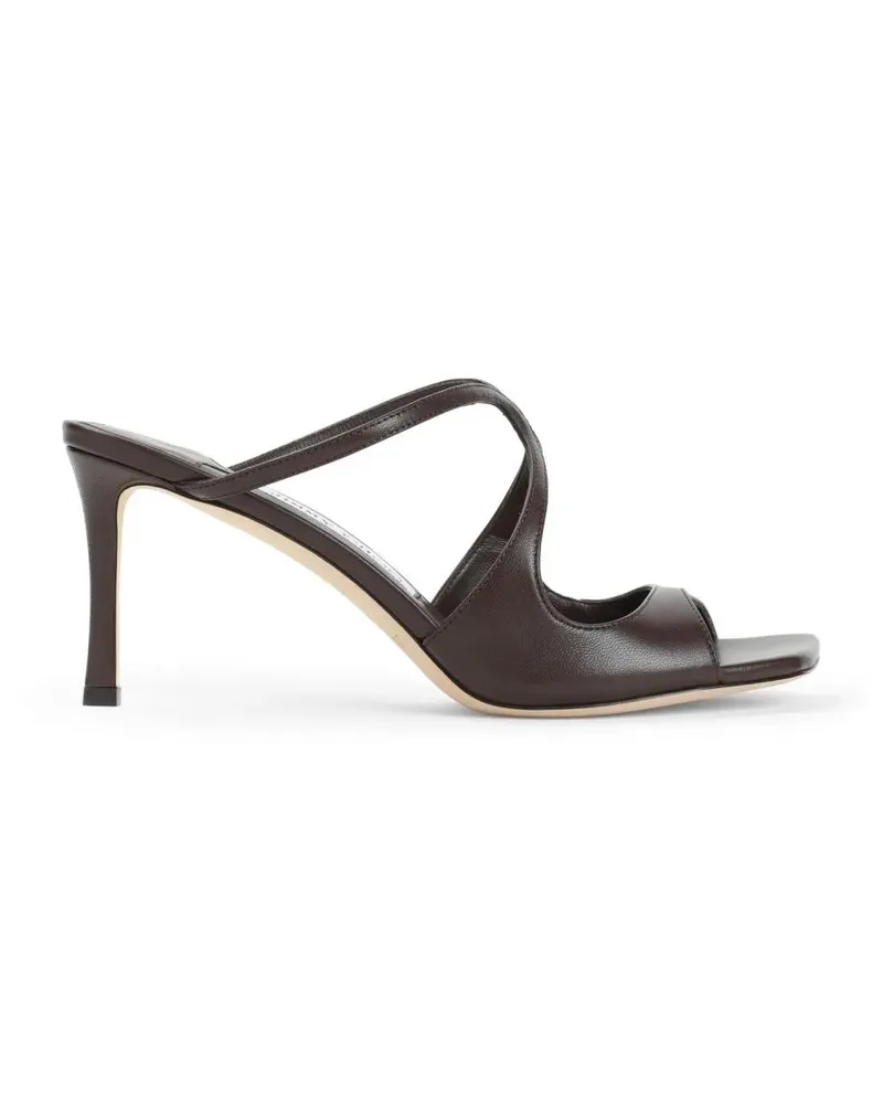 Jimmy Choo Sandalen Peep-Toe Brown Sandals With Crisscross Straps And schwarz Schwarz