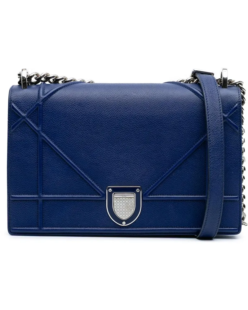Dior Hobo Bags 2015 Medium Grained Calfskin Diorama Flap blau Blau