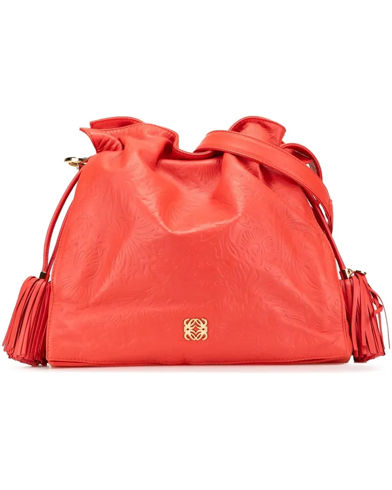 Loewe Hobo Bags Embossed Leather Flamenco Tassel Crossbody rot Rot