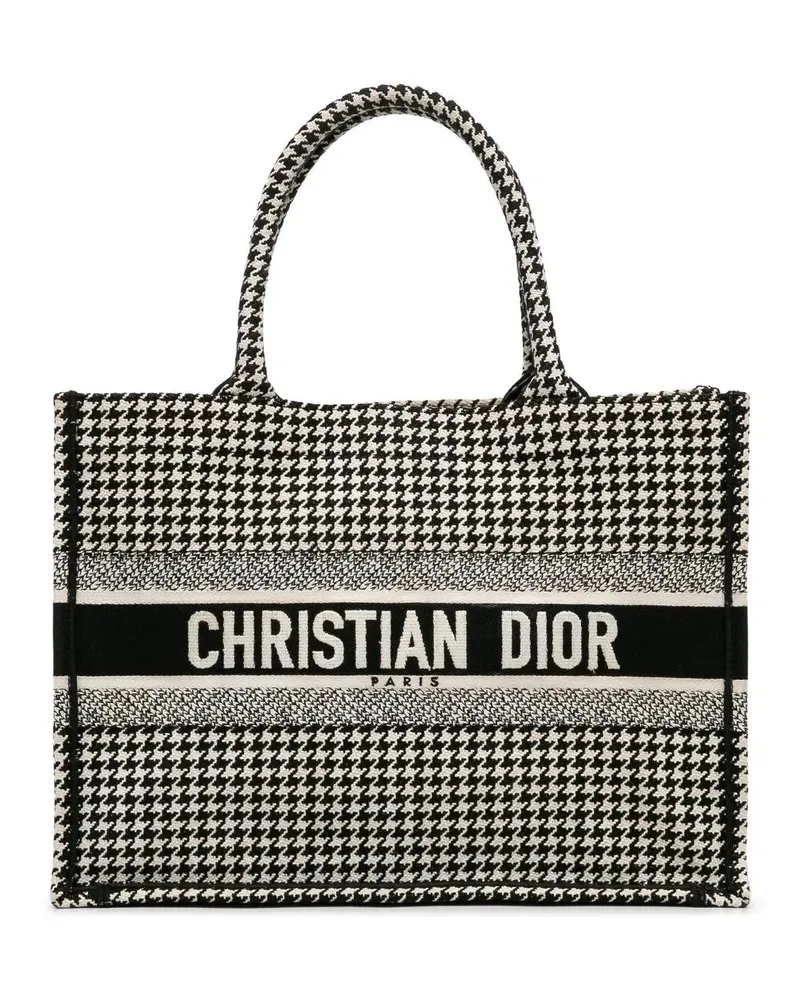 Dior Shopper 2019 Medium Houndstooth Book Tote schwarz Schwarz