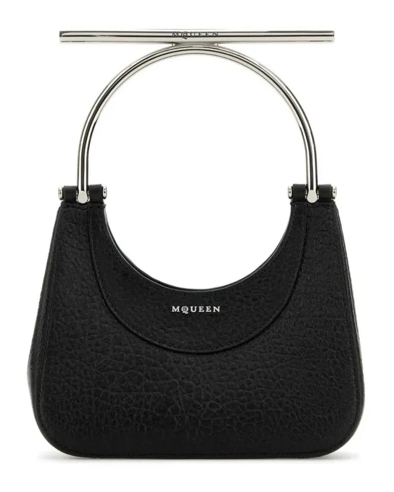 Alexander McQueen Crossbody Bags Mini T-Bar Bag In Textured Black Lambskin schwarz Schwarz