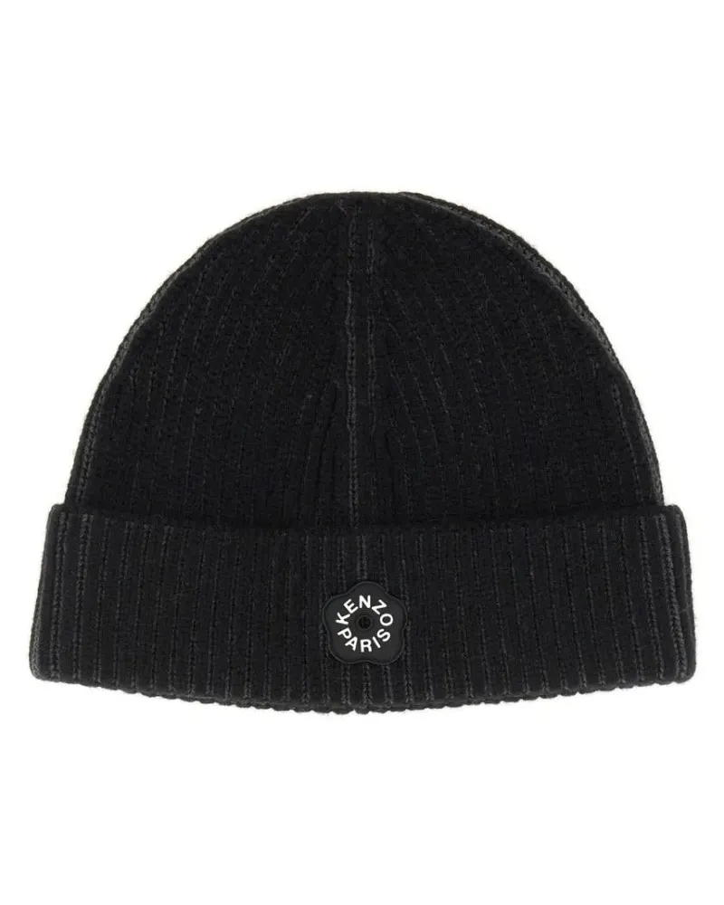 Kenzo Caps & Mützen Ribbed Beanie Hat With Folded Cuff schwarz Schwarz