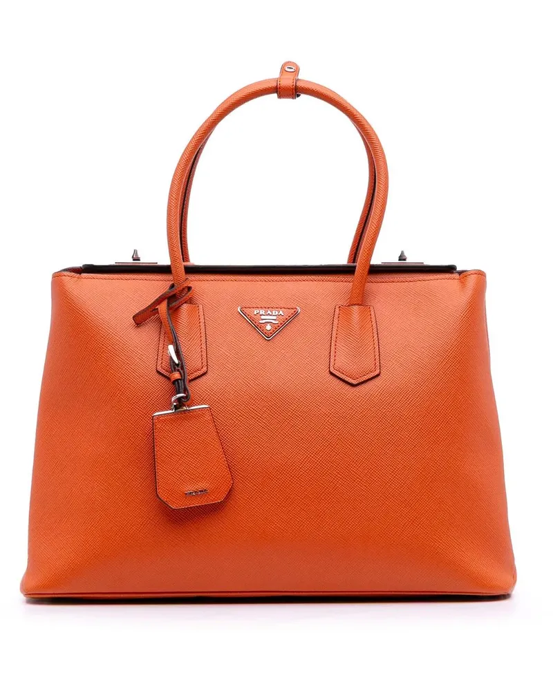 Prada Hobo Bags Saffiano Cuir Turnlock Twin Satchel orange Orange