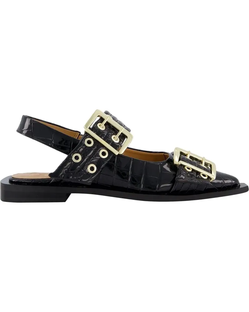 Ganni Hohe Schuhe Dames Chunky Buckle Ballerina Auberg schwarz Schwarz