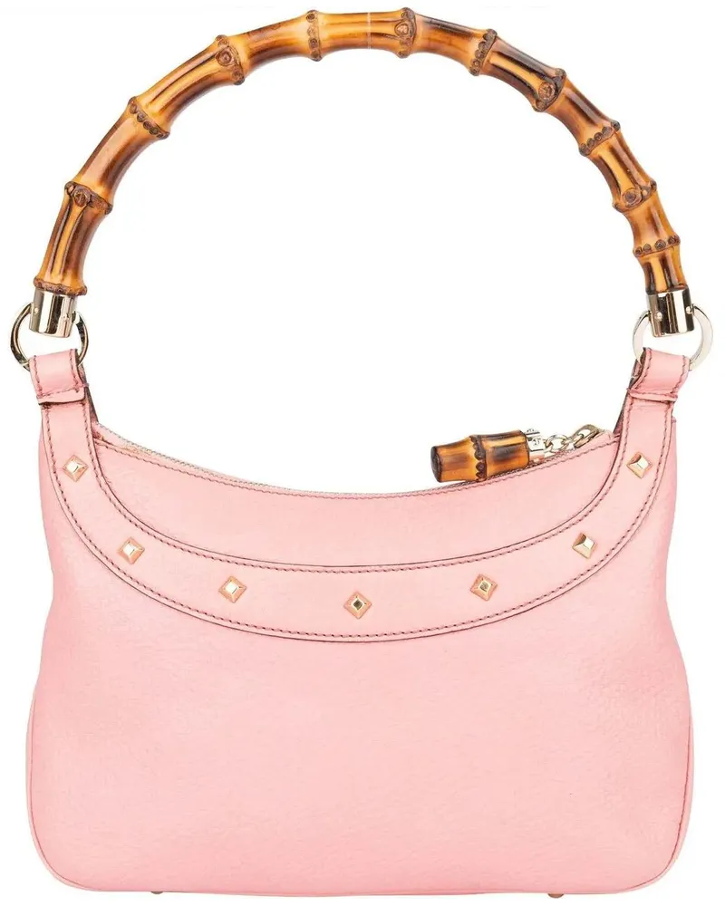 Gucci Crossbody Bags  Pink Leather Bamboo Handbag rosa Gold