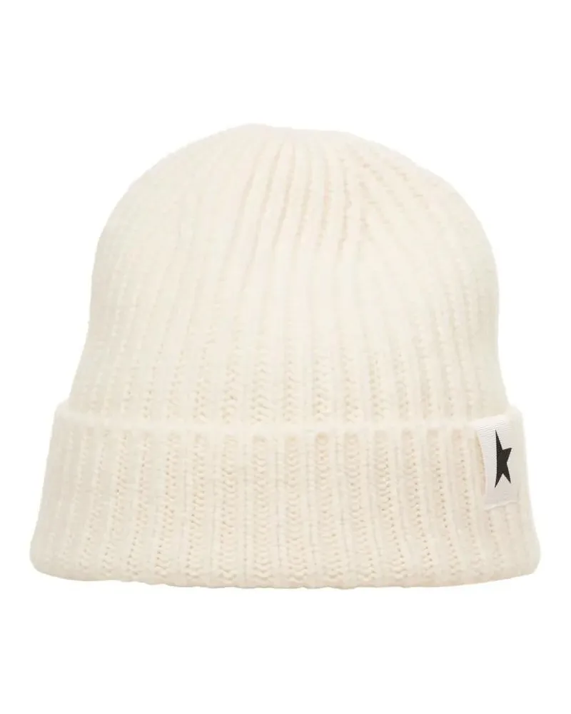 Golden Goose Caps & Mützen Ribbed Knit Wool Beanie weiß Weiß