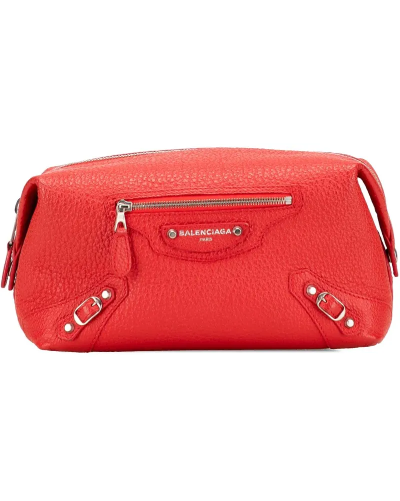 Balenciaga Kosmetiktaschen Leather Motocross Classic Toiletry Pouch rot Rot