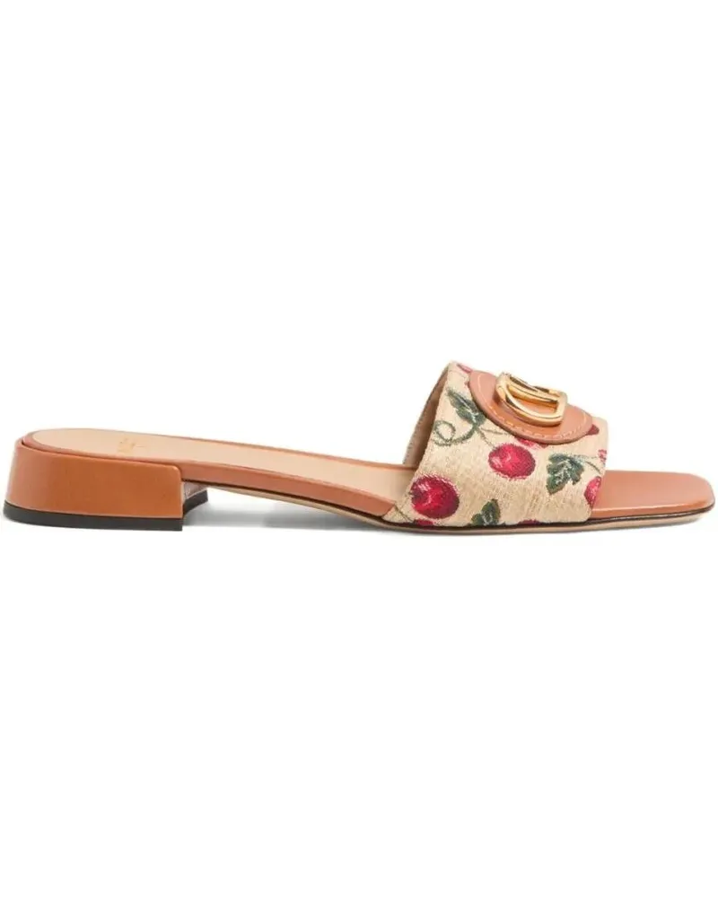 Valentino Garavani Sandalen Vlogo Cherrifique Slides With Cherry Print And Blo beige Beige