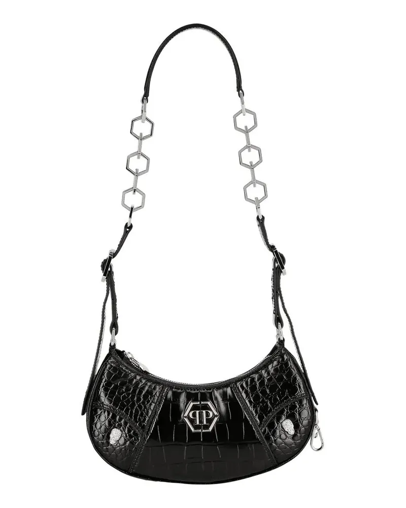 Philipp Plein Hobo Bags Schultertasche Crocco Print schwarz Schwarz