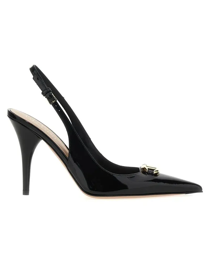 Valentino Garavani Hohe Schuhe ‘Vlogo The Bold Edition’ Patent Leather Slingbacks schwarz Schwarz