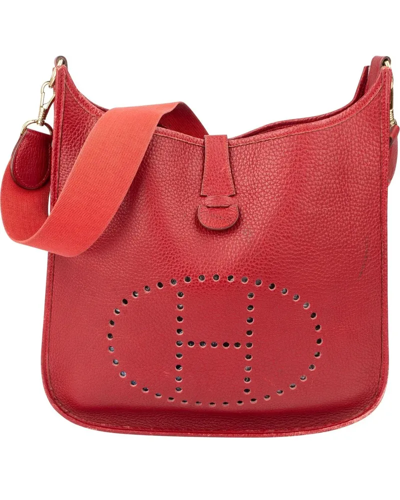 Hermès Crossbody Bags Hermes Rouge Clemence Leather Evelyne GM Crossbody rot Rot