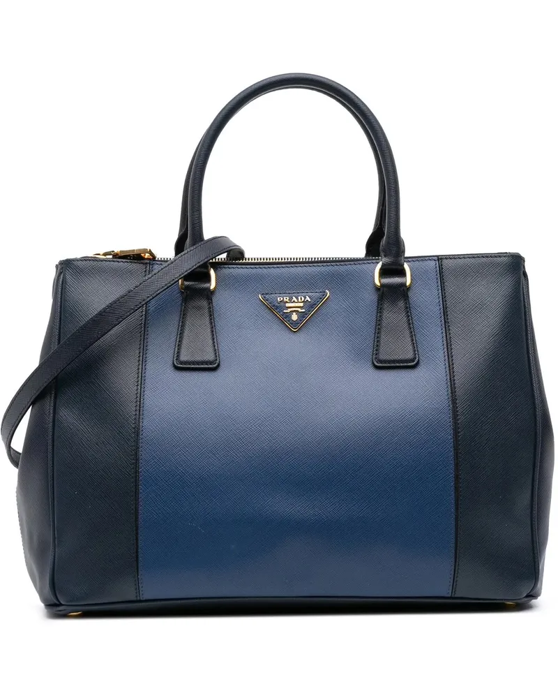 Prada Hobo Bags Medium Bicolor Saffiano Lux Galleria Double Zip Sa blau Blau
