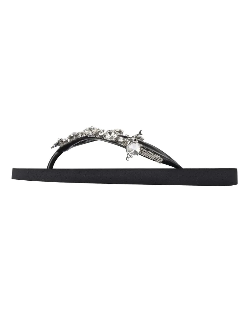uzurii Slipper & Pantoletten Zehentrenner Chrystal Dolphin schwarz Schwarz