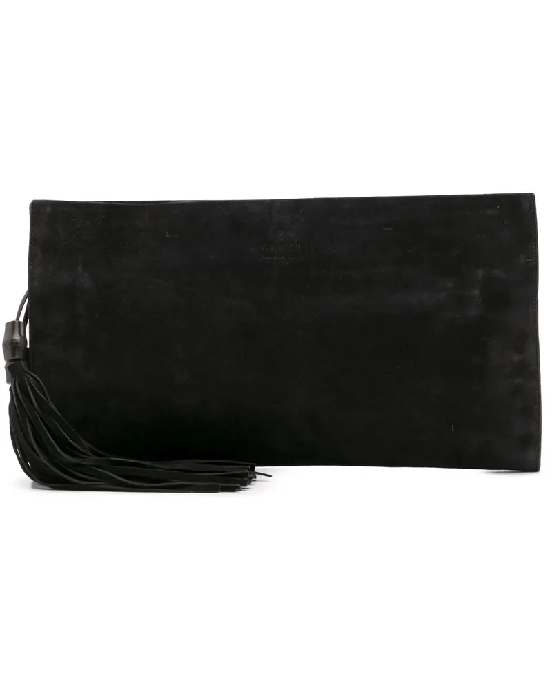 Gucci Clutches Suede Nouveau Bamboo Tassel Clutch schwarz Schwarz
