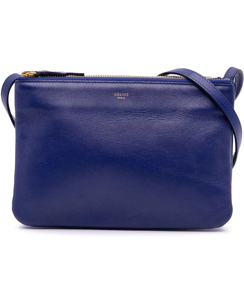 Celine Hobo Bags Small Lambskin Trio Crossbody blau Blau