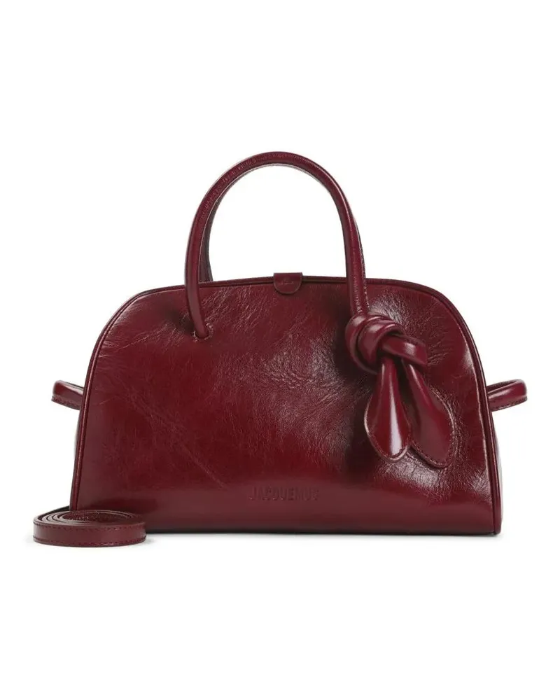 Jacquemus Hobo Bags Vibrant Red Leather Handbag With Structured Silhou schwarz Schwarz