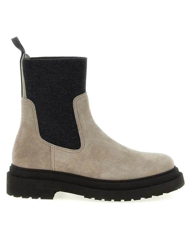 Brunello Cucinelli Stiefel Precious Loop Detail Ankle Boots beige Beige