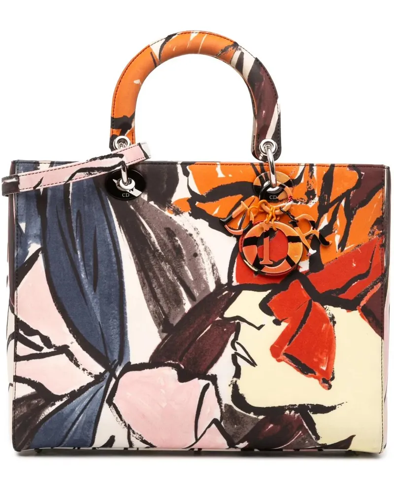 Dior Hobo Bags Large Canvas Floral Graffiti Lady Dior bunt Bunt