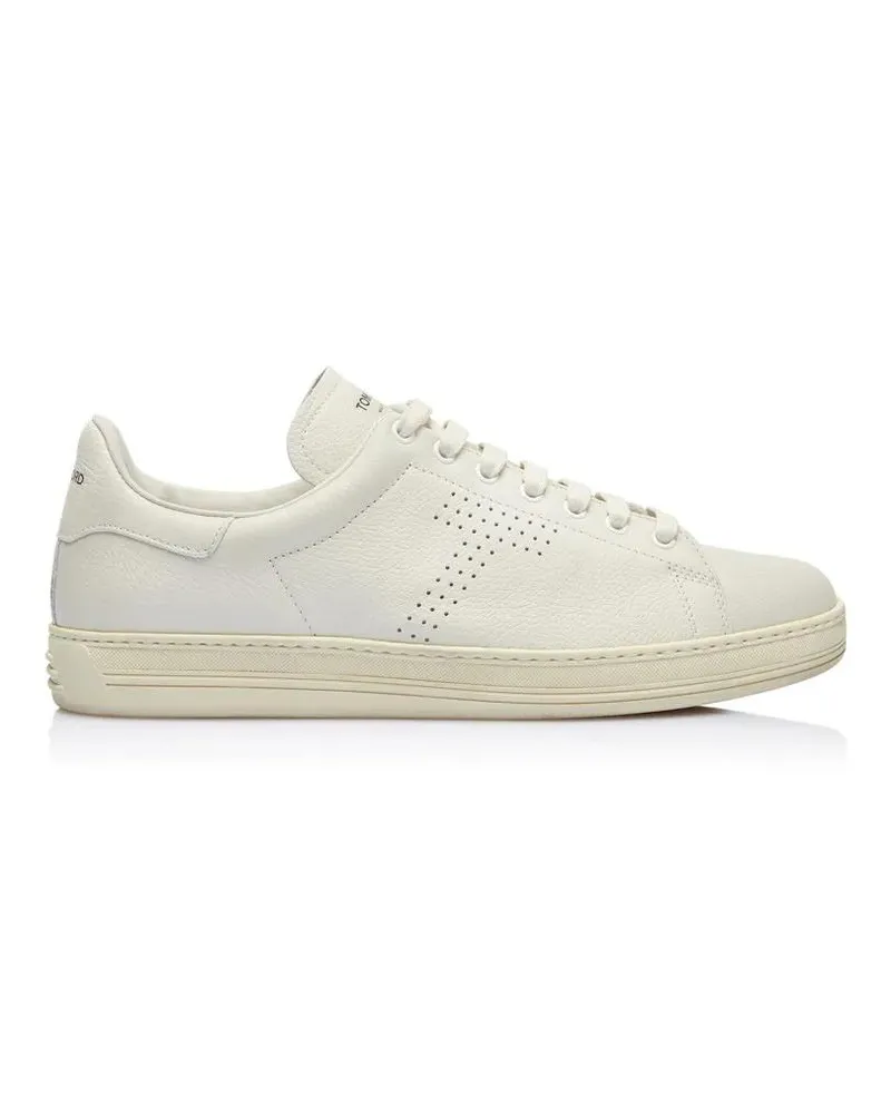 Tom Ford Low-Top Sneaker Cream-White Grained Leather Sneakers With Perforat beige Beige