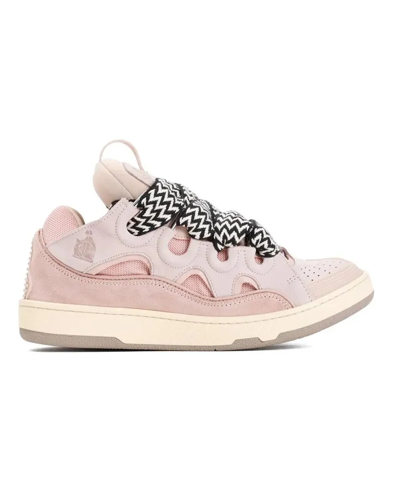 Lanvin Low-Top Sneaker Pink Suede Calf Leather Curb Sneakers beige Beige