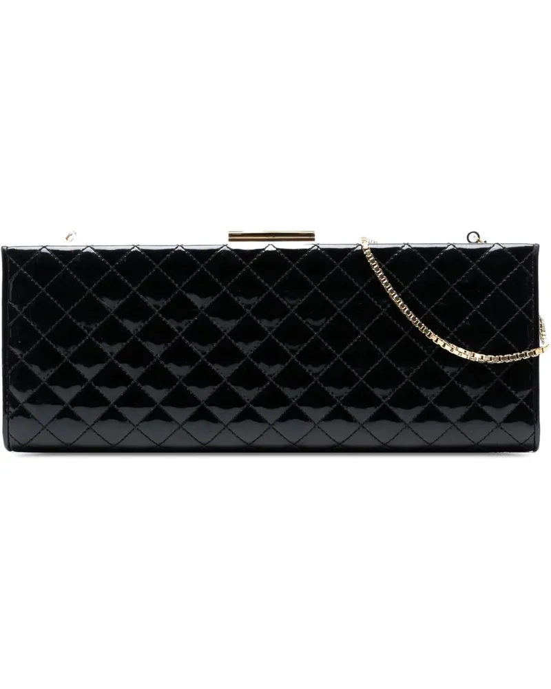 Ferragamo Hobo Bags Quilted Patent Clutch with Chain schwarz Schwarz