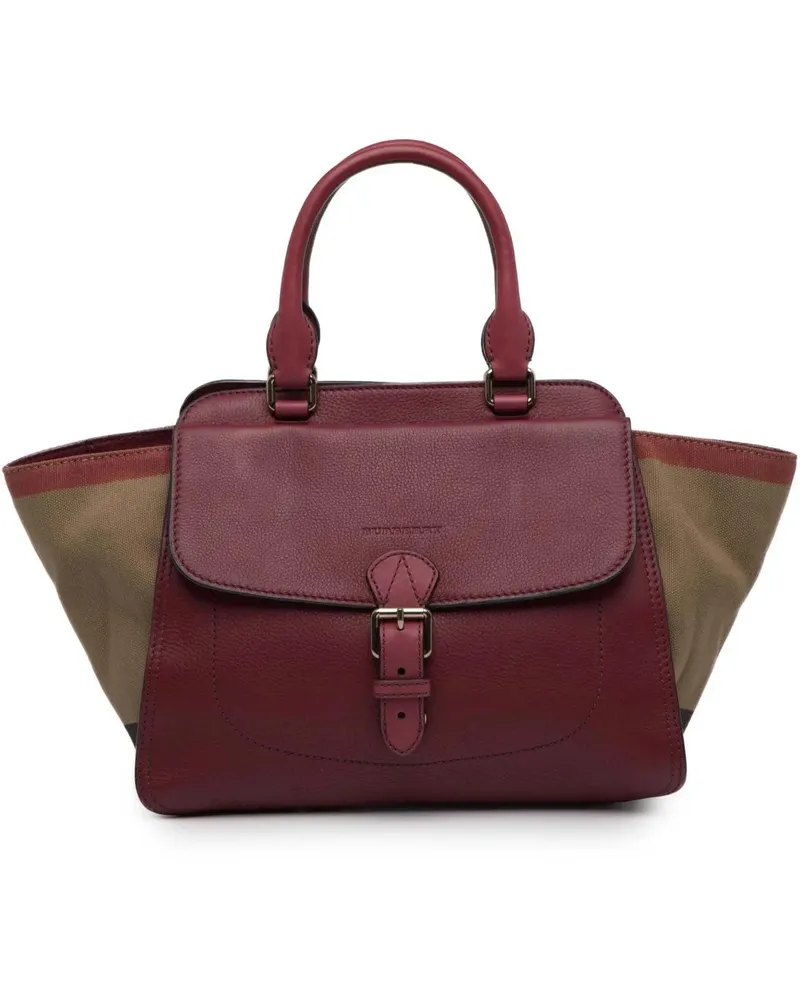 Burberry Hobo Bags Leather and Mega Check Canvas Harcourt Satchel rot Rot