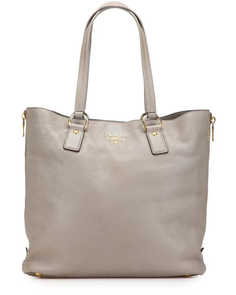Prada Shopper Vitello Daino Side Zip Shopper Tote grau Grau