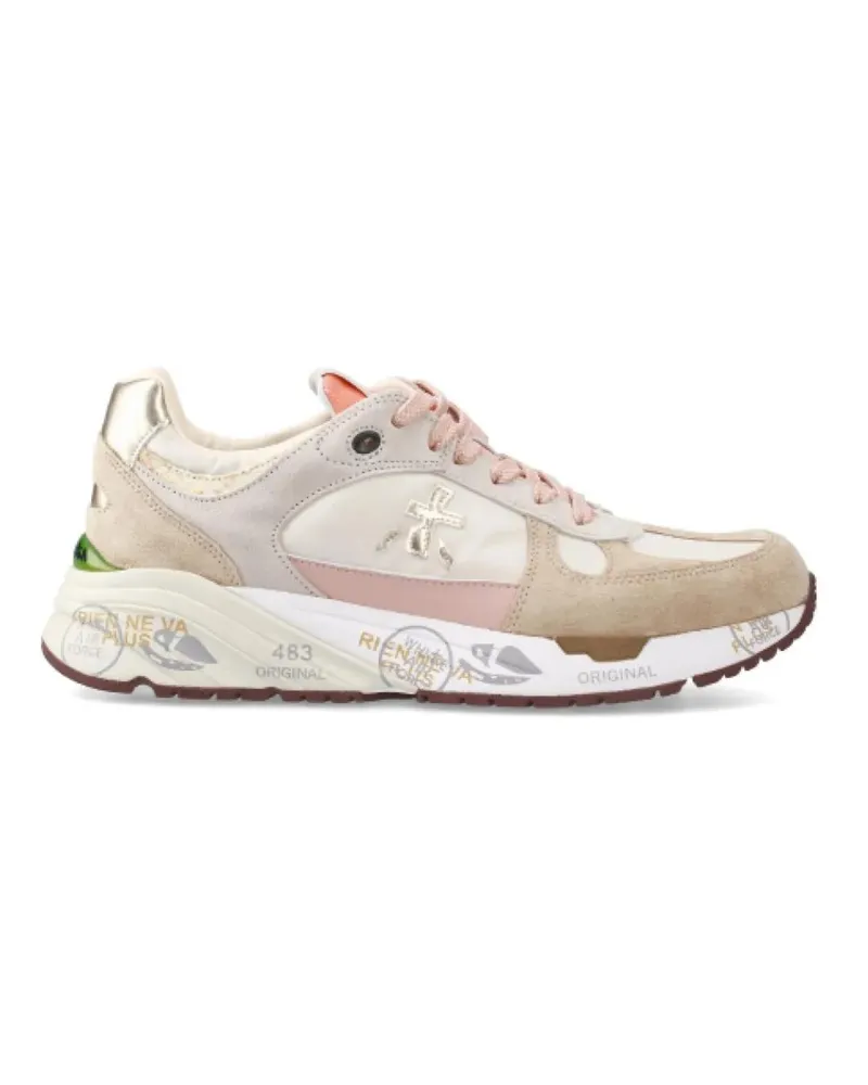 Premiata Low-Top Sneaker Beige Suede And Fabric With Pink Leather Details M beige Beige