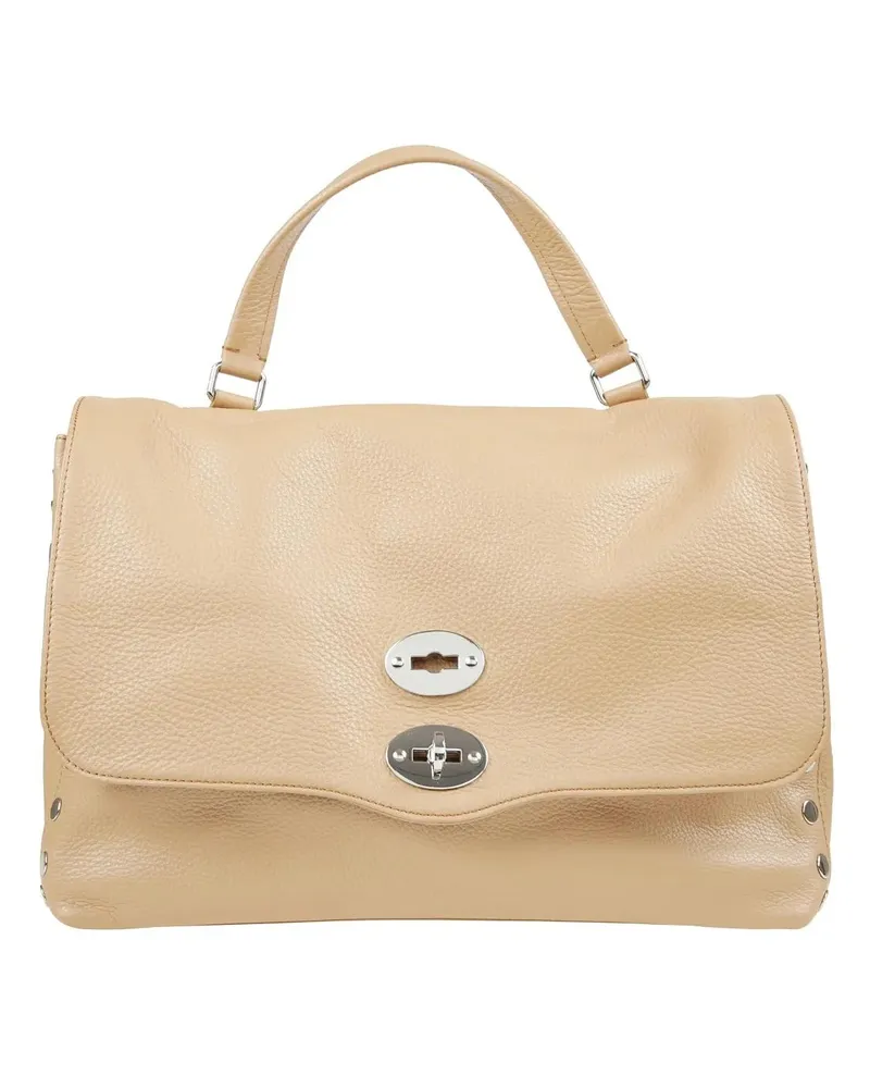Zanellato Hobo Bags Hammered Leather Handbag With Double Turn-Lock Clo beige Beige