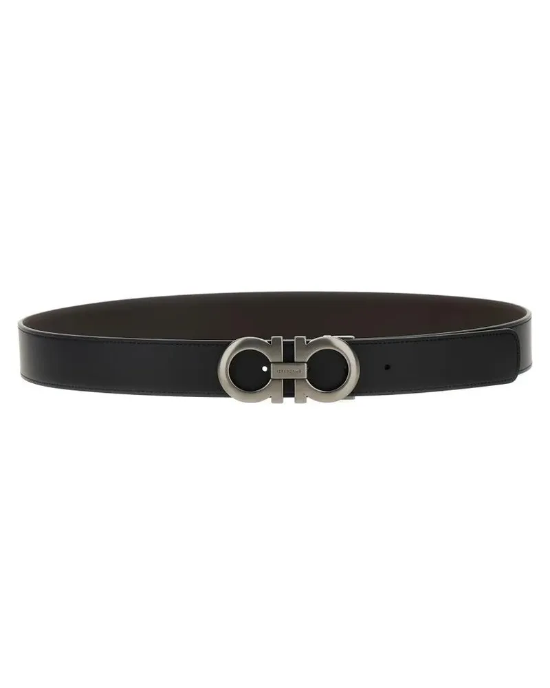 Ferragamo Gürtel 'Gancini' Reversible Belt schwarz Schwarz