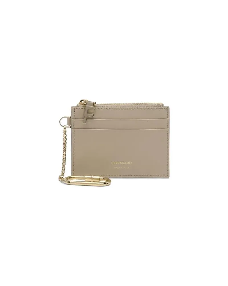 Ferragamo Portemonnaie Leather Credit Card Holder beige Beige