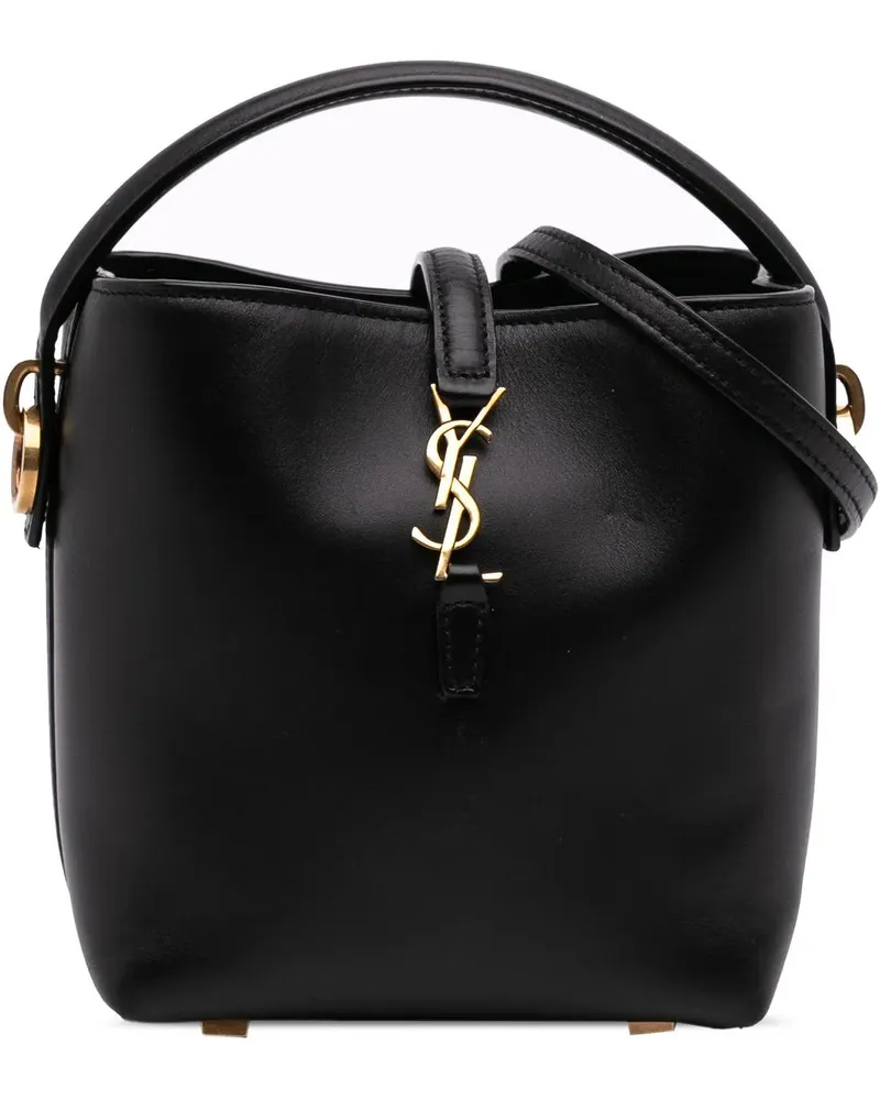 Saint Laurent Hobo Bags Mini Shiny Calfskin Le 37 Bucket Bag schwarz Schwarz