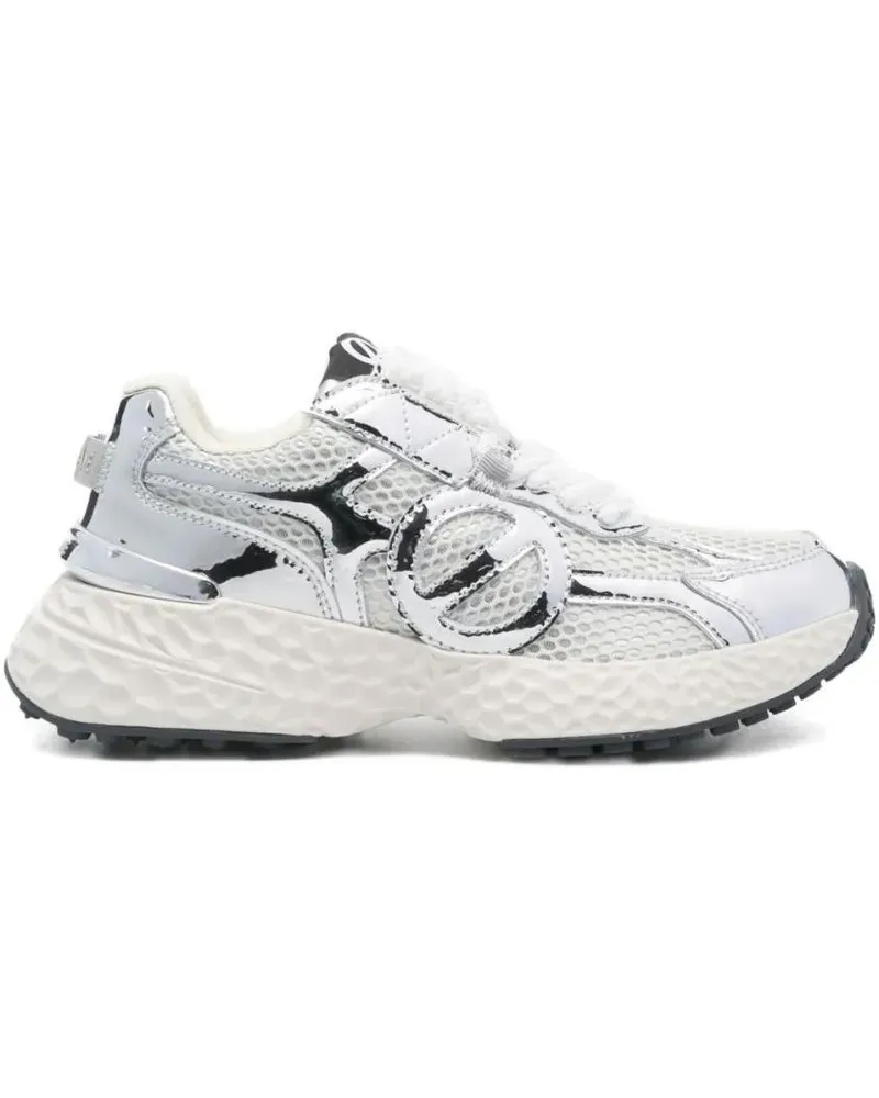No Name Low-Top Sneaker Silver And White Sneakers With Mesh Panels weiß Weiß