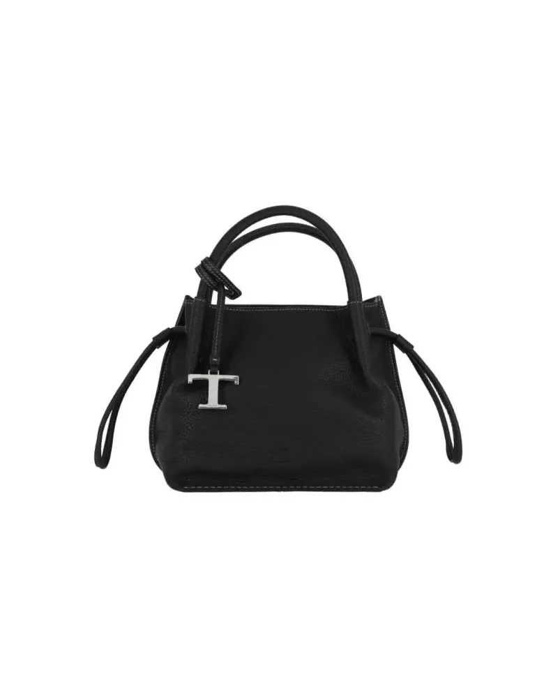 TOD'S Beuteltaschen Small Black Pebbled Leather Bucket Bag schwarz Schwarz