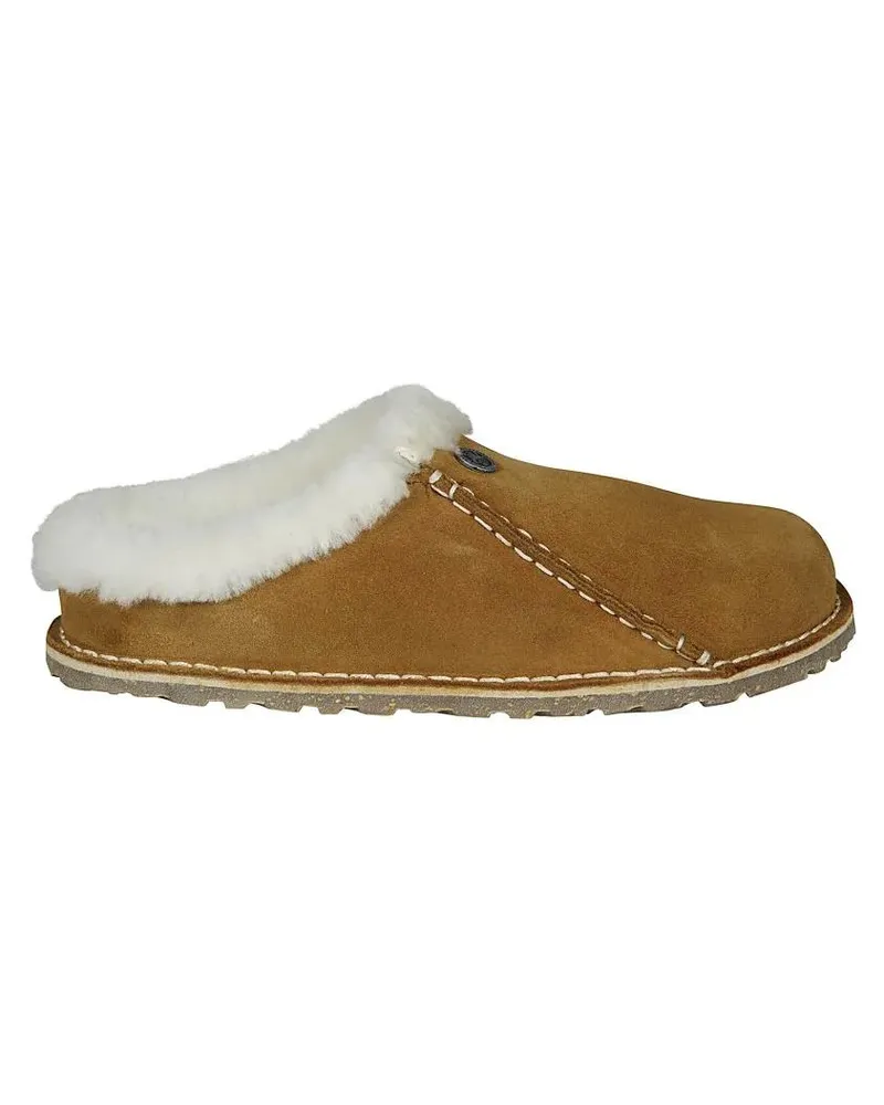 Birkenstock Slipper & Pantoletten Shearling-Collared Zermatt Suede Slip-On Shoes braun Braun
