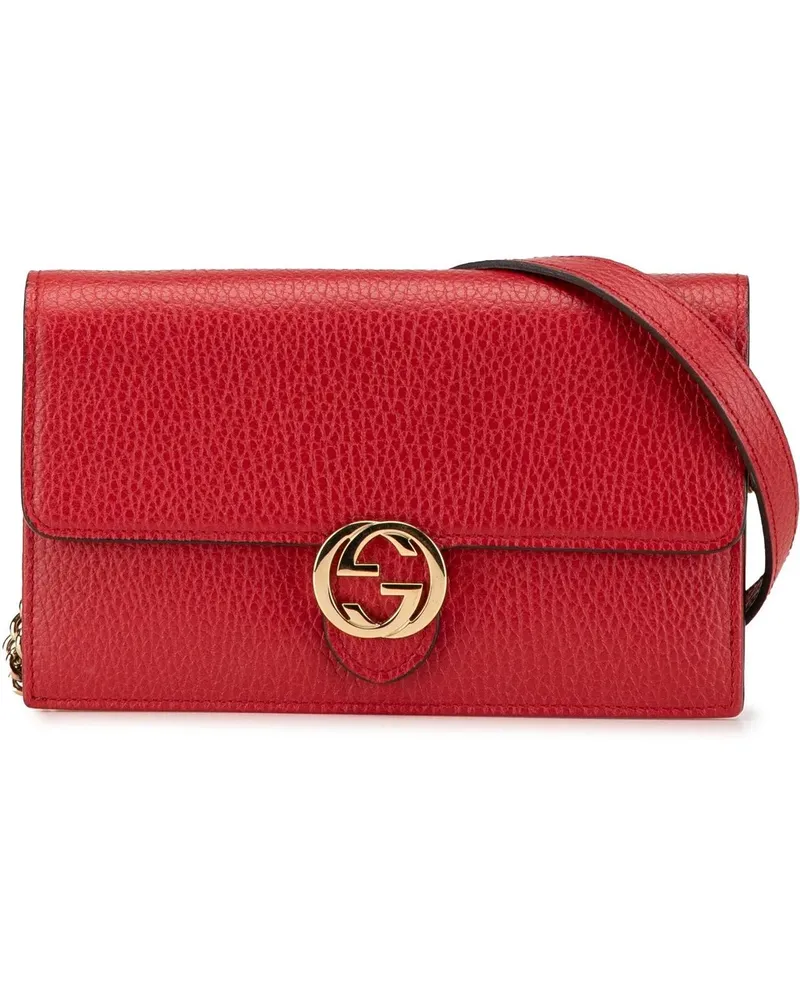 Gucci Hobo Bags 2000-2015 Leather Interlocking G Dollar Wallet on rot Rot