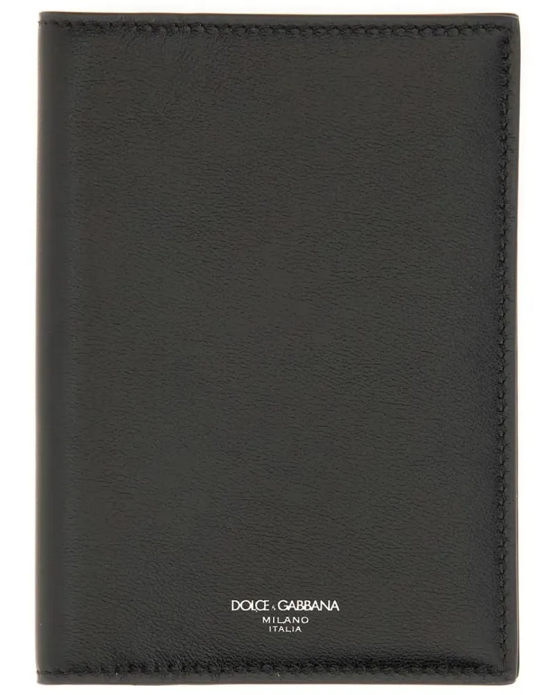 Dolce & Gabbana Portemonnaies Minimalist Black Leather Passport Holder schwarz Schwarz