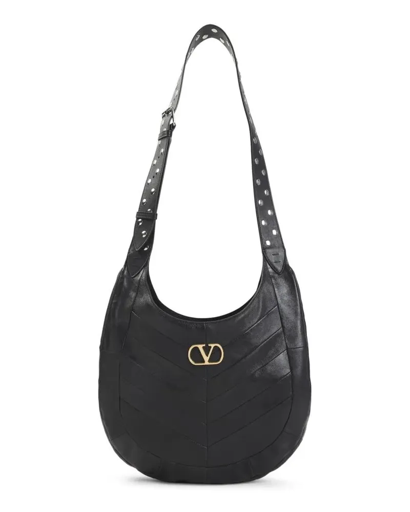Valentino Garavani Hobo Bags Hobo Black Lambskin Shoulder Bag schwarz Schwarz