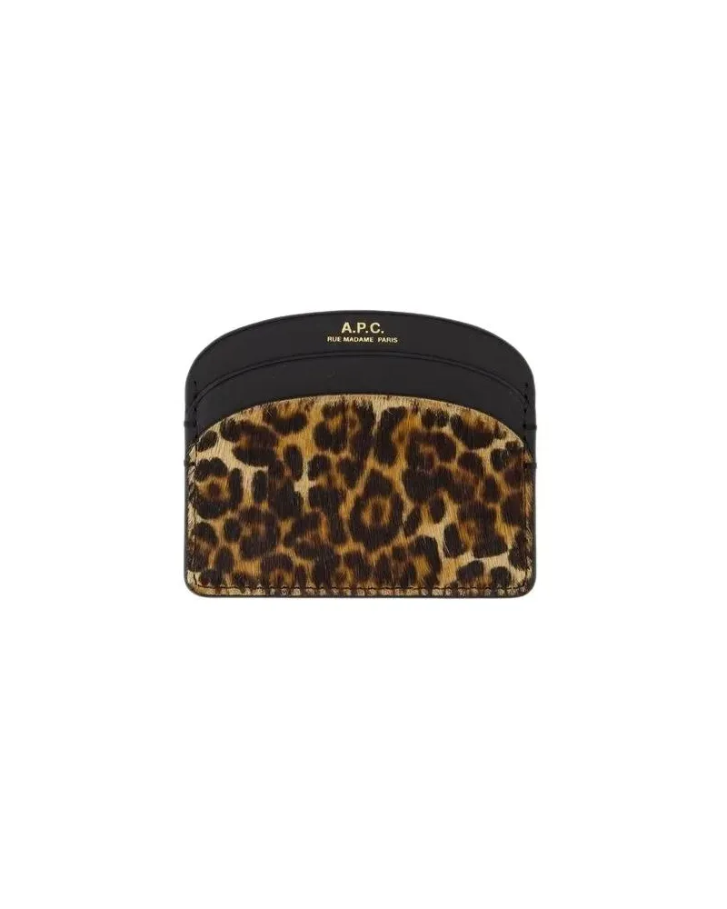 A.P.C. Portemonnaie Card Holder - Leather - Printed braun Braun