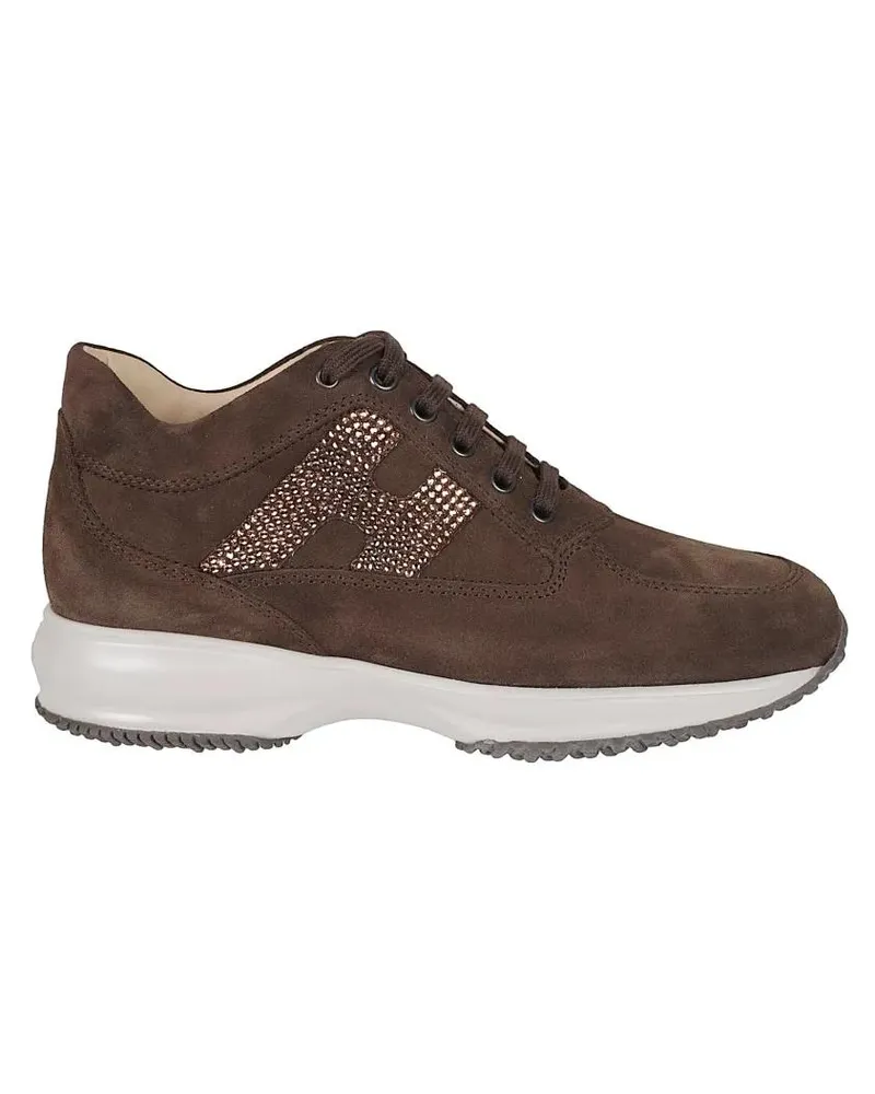 Hogan Low-Top Sneaker Chocolate Suede Sneakers With Rhinestone Logo braun Braun