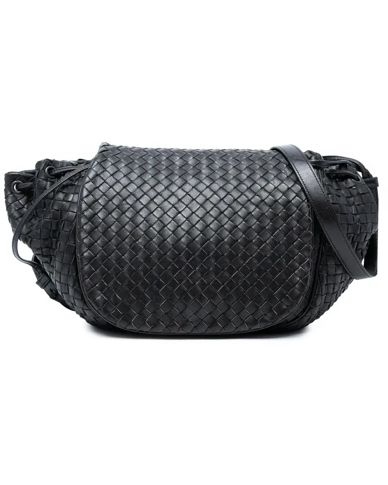 Bottega Veneta Hobo Bags Nappa Intrecciato Flap Crossbody schwarz Schwarz