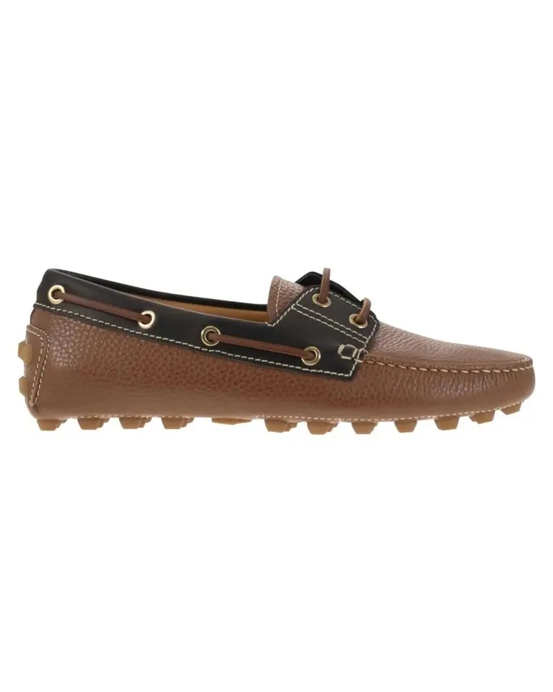 TOD'S Leather Boat Bubble Grommet braun Braun