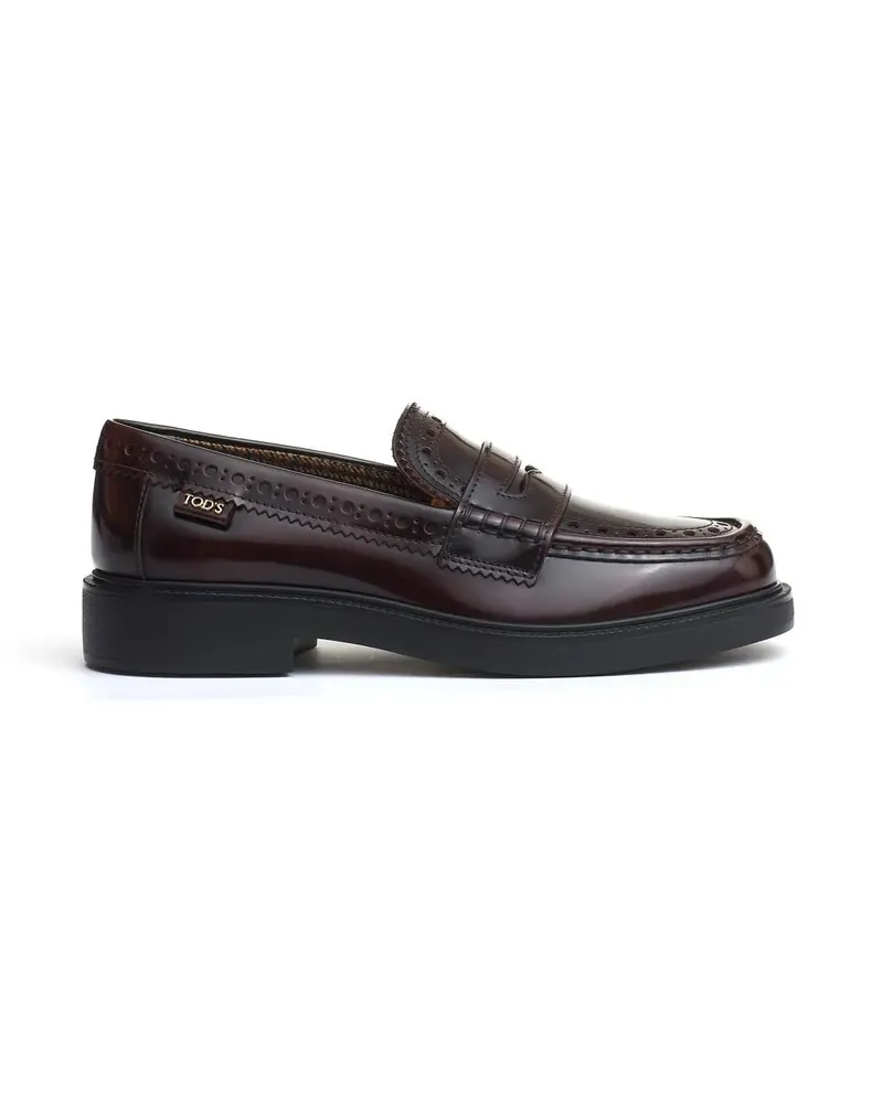 TOD'S Burgundy Leather Moccasin weiß Weiß