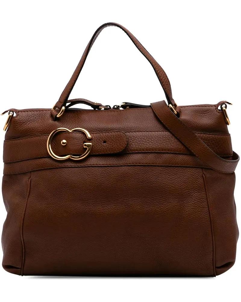 Gucci Hobo Bags Medium Leather Ride Top Handle Bag braun Braun