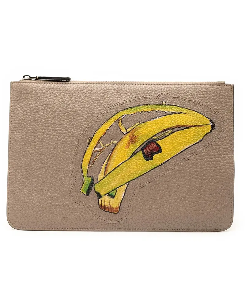 Fendi Clutches Sue Tilley Leather Banana Zip Clutch braun Braun