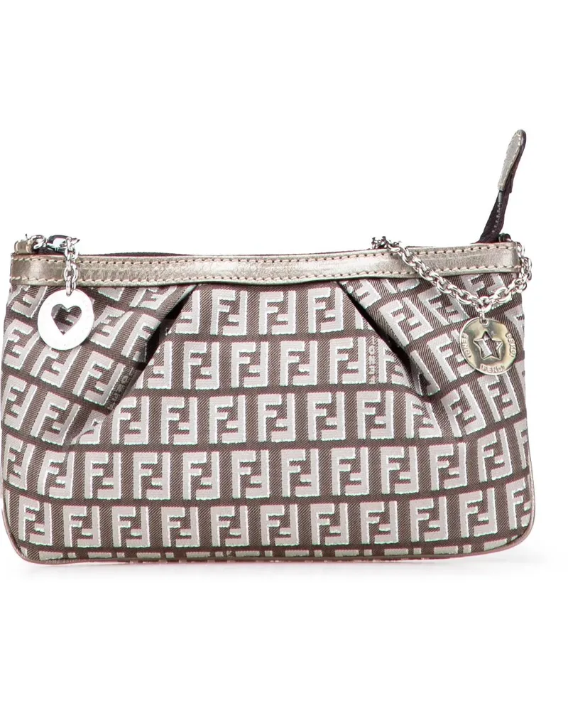 Fendi Hobo Bags Zucchino Canvas Chain Pochette braun Braun