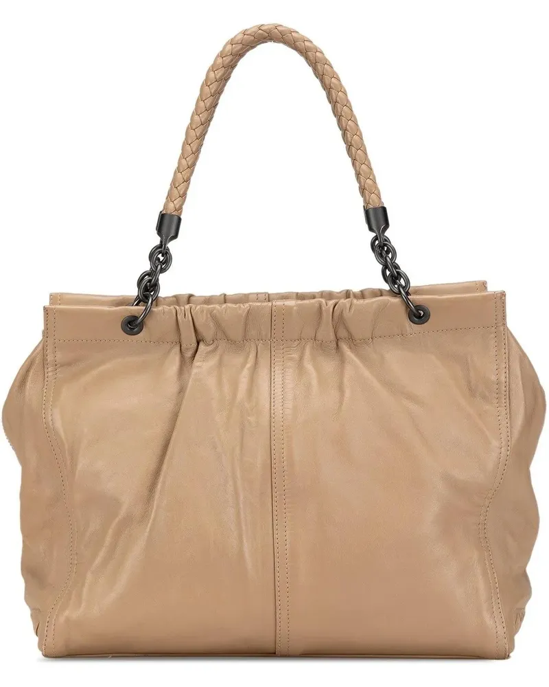 Bottega Veneta Crossbody Bags 2012-2024 Intrecciato Trimmed Calfskin Handbag braun Braun