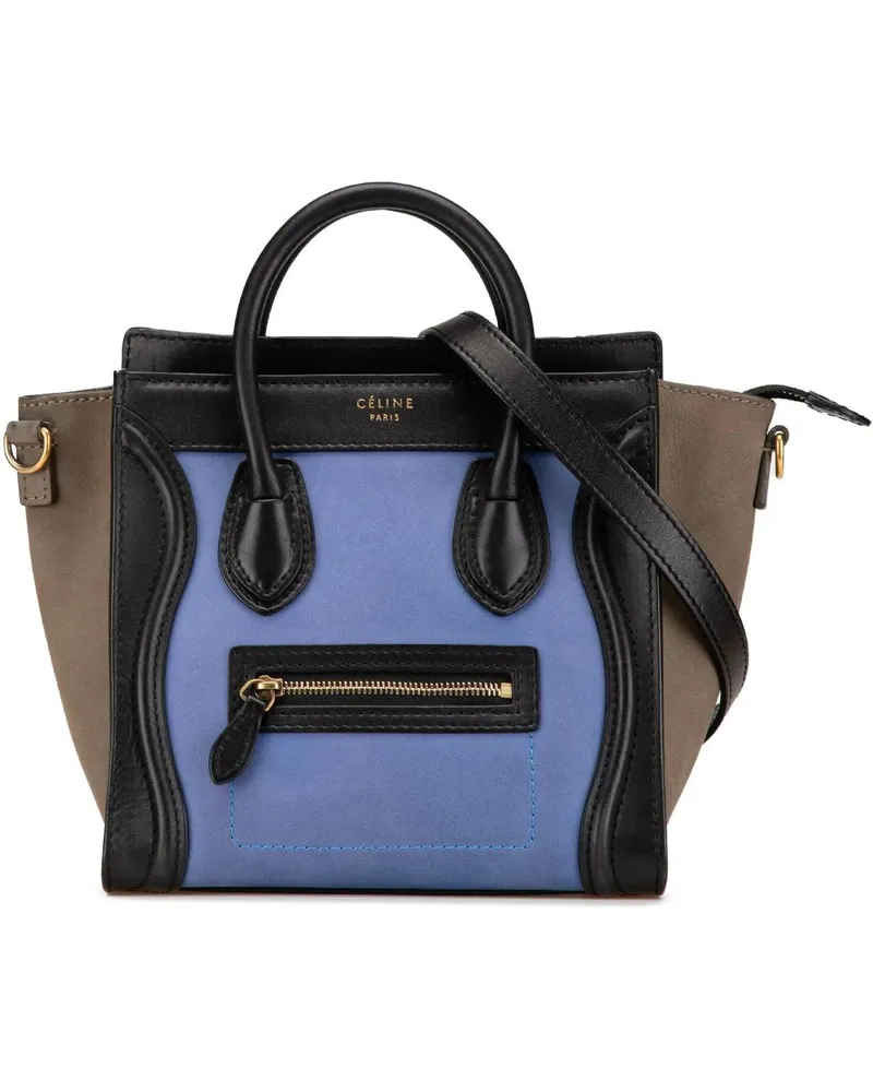Celine Hobo Bags 2012 Nano Tricolor Leather Luggage Tote blau Blau