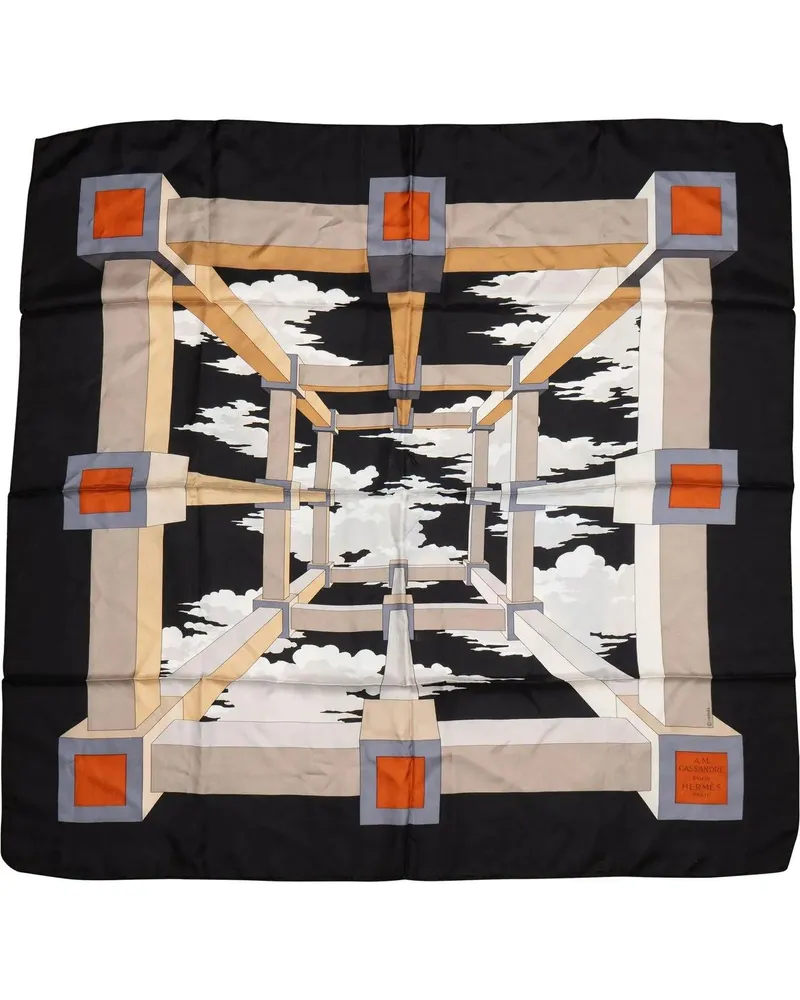 Hermès Tücher & Schals Hermes Classic Perspective Silk Carre 90 Scarf Tuc schwarz Schwarz